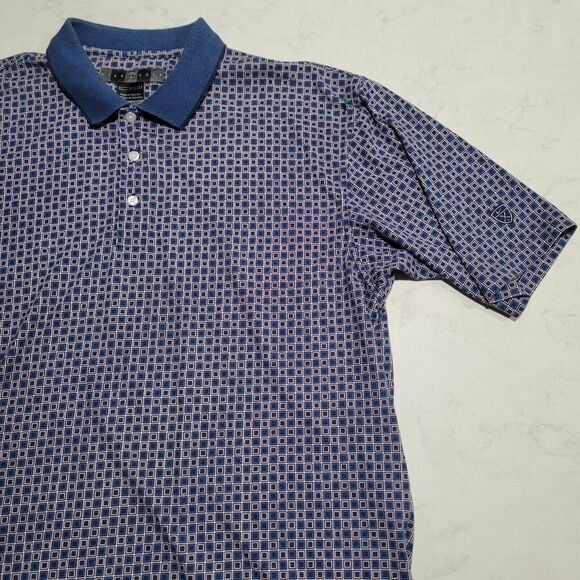 NIKE GOLF Tour DRI-FIT UV Geometric Checkered Polo Shirt NWOT Navy Blue Large - Picture 1 of 11